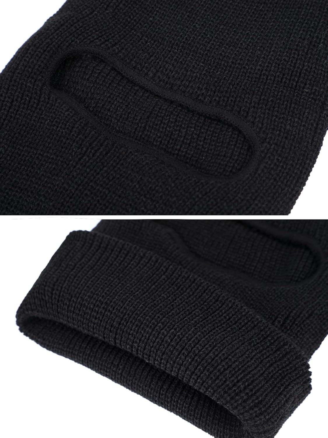 1 Hole Ski Mask Winter Knitted Balaclava Warm Full Face Mask Windproof Head Cover for Men Women Sports Outdoor