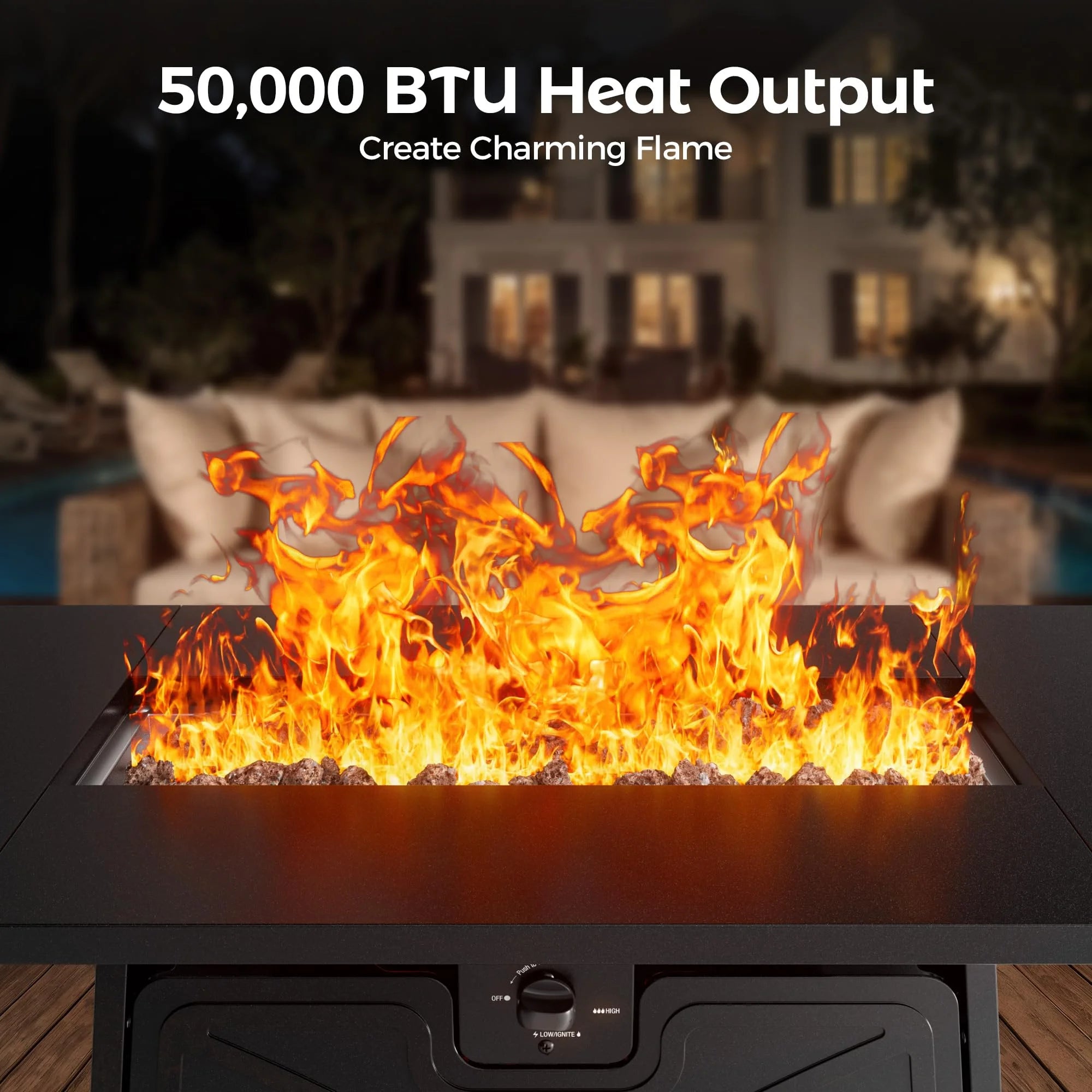 42'' Propane Fire Pit Table Large Outdoor Firepit Table for Patio, outside Black