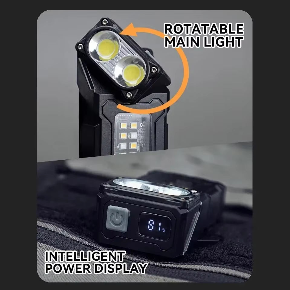 Multifunctional Ajustable Angle LED Flashlight Outdoors Mini Work Light Portable Magnet USB Rechargeable Camping Light