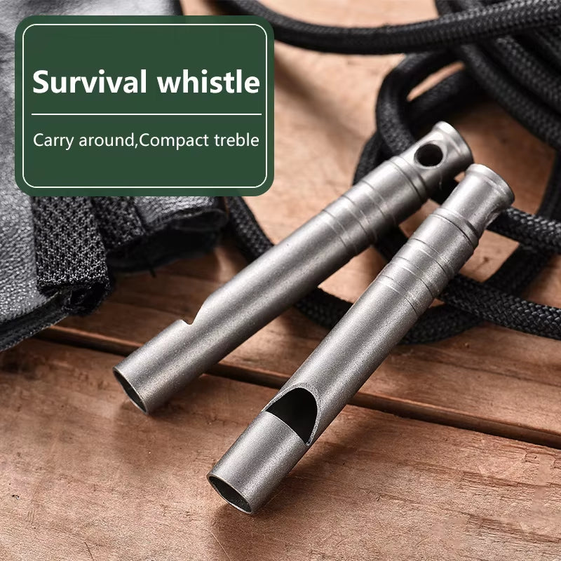 Safety Survival Whistle Ultralight Camping Whistle Hiking Outdoors Emergency Titanium Whistle Emergency Whistle with Lanyard