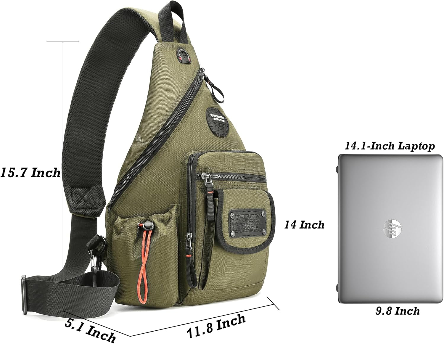 Sling Bag Backpack, 13.3'' 14.1'' Laptop Bag Crossbody Shoulder Chest Backpacks Travel Outdoors for Men Women