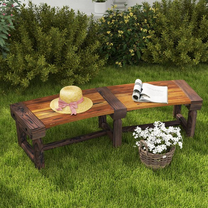 Outsunny Wooden Garden Benche for Outdoors with Slatted Seat, Brown