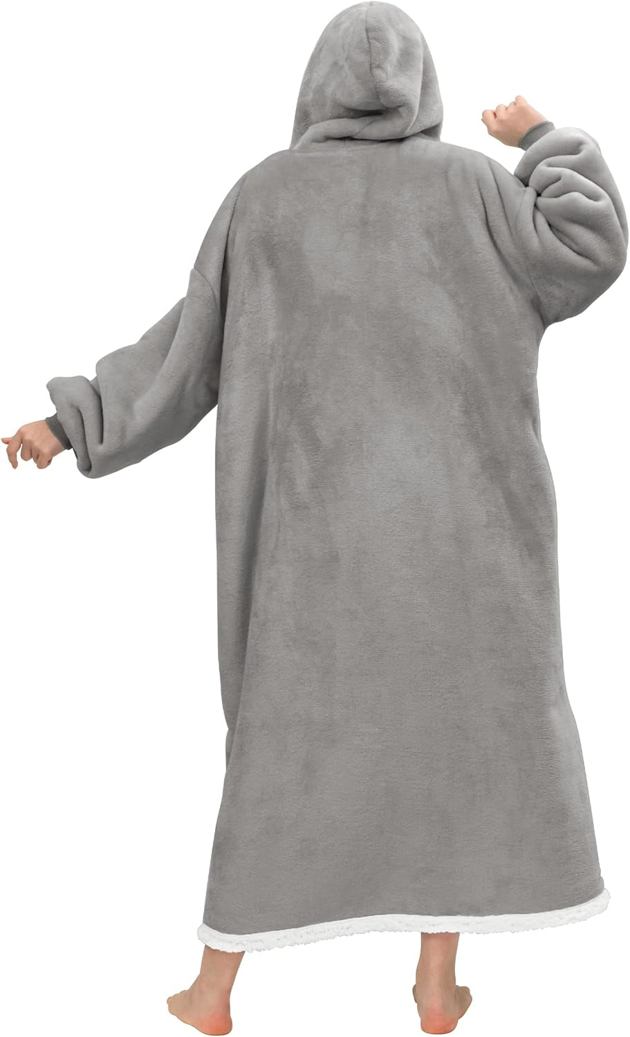 Blanket Hoodie Wearable Blanket, Super Soft Warm Oversized Blanket Sweatshirt Flannel Sherpa Blanket