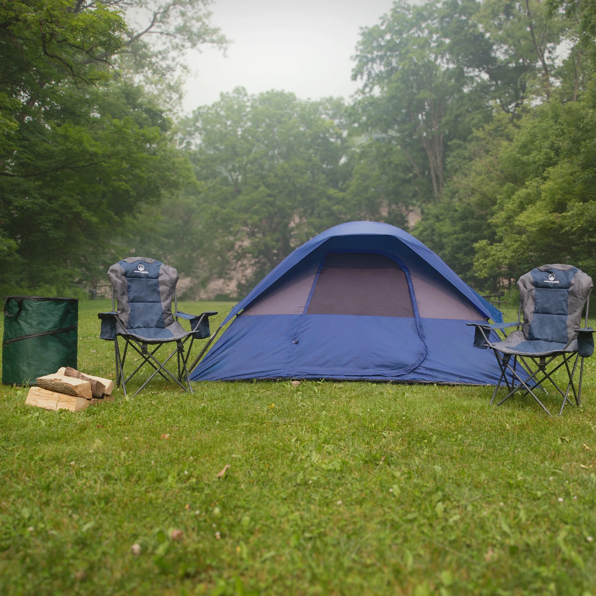 Outdoors 5 Person Camping Tent with Rain Fly and Carrying Bag, Blue