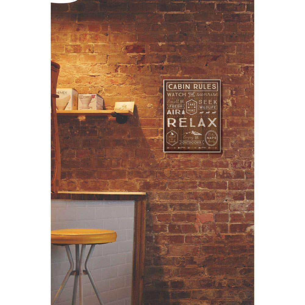 10 In. X 15 In. "Outdoors Cabin Rules" by Jennifer Pugh Printed Wood Wall Art