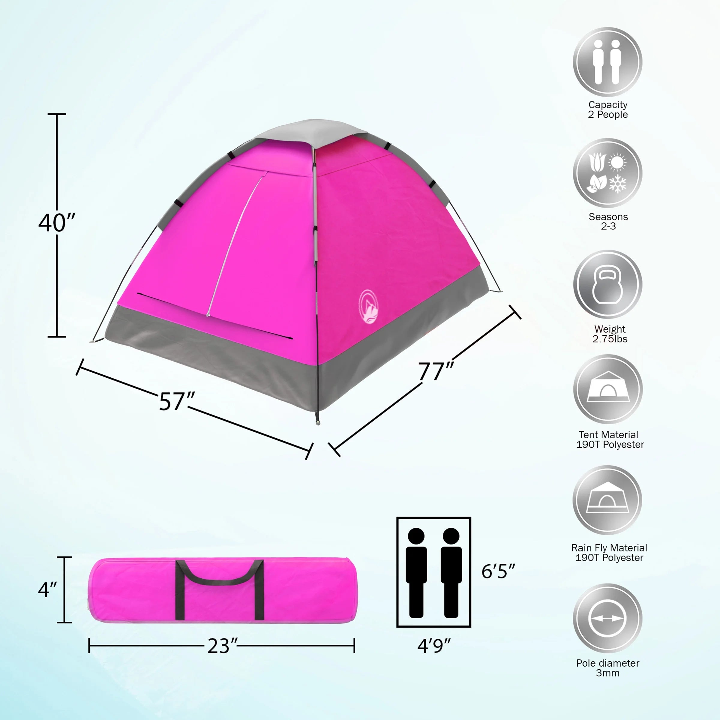 2-Person Dome Tent with Rain Fly & Carry Bag by  Outdoors