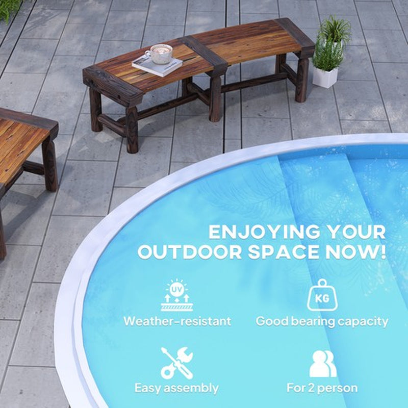 Outsunny Wooden Garden Benche for Outdoors with Slatted Seat, Brown