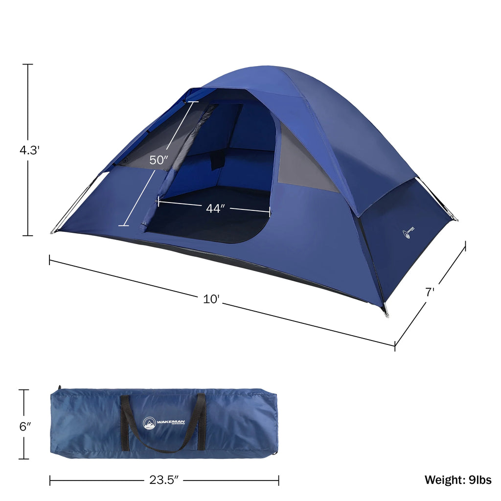 Outdoors 5 Person Camping Tent with Rain Fly and Carrying Bag, Blue