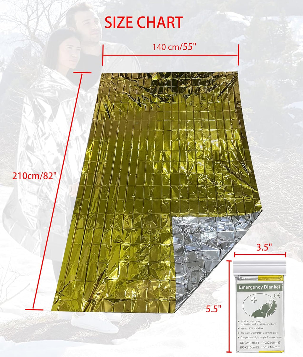 Safe Emergency Mylar Thermal Blankets for Outdoors,Survinal,First Aid,Picnic,Tent ,Marathons