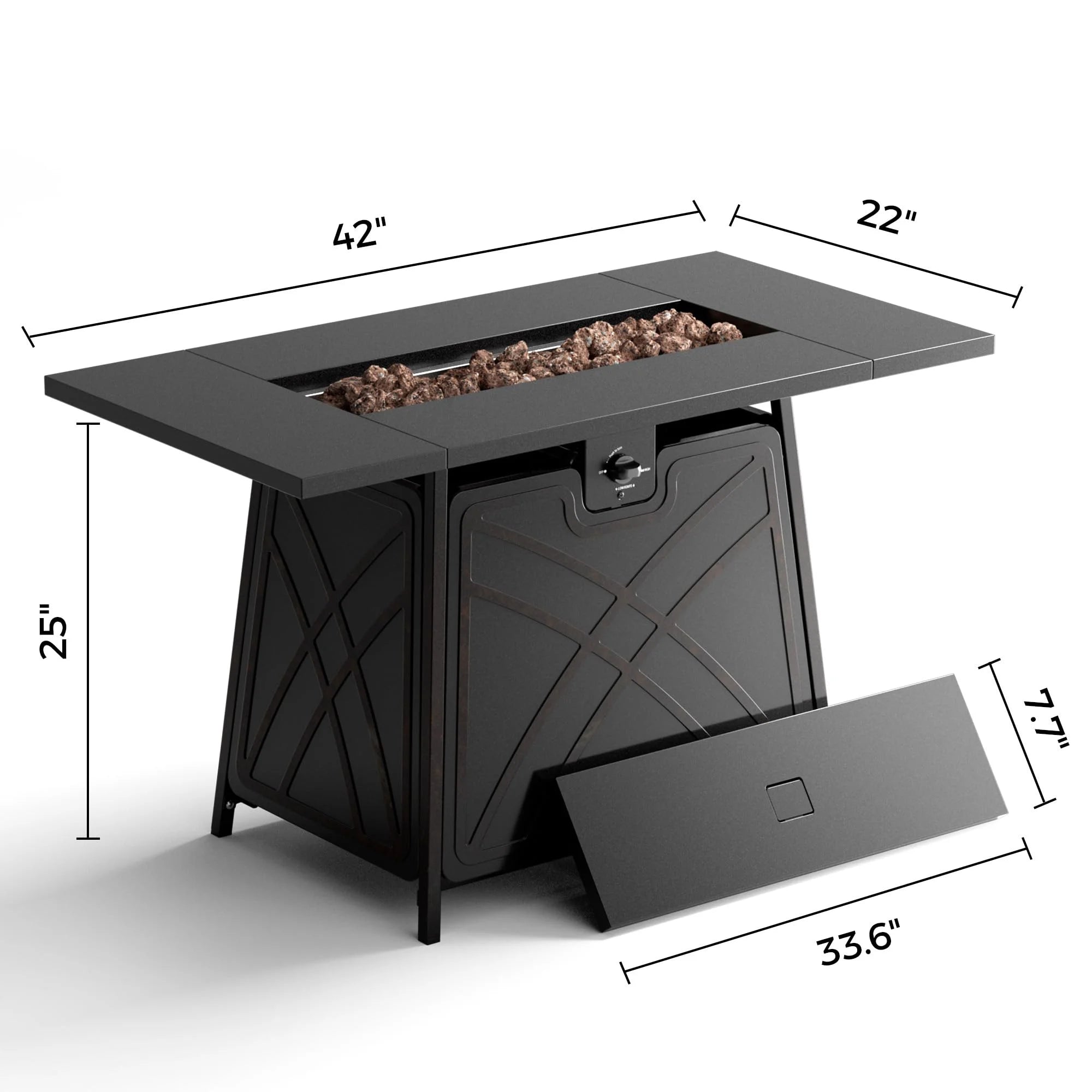 42'' Propane Fire Pit Table Large Outdoor Firepit Table for Patio, outside Black