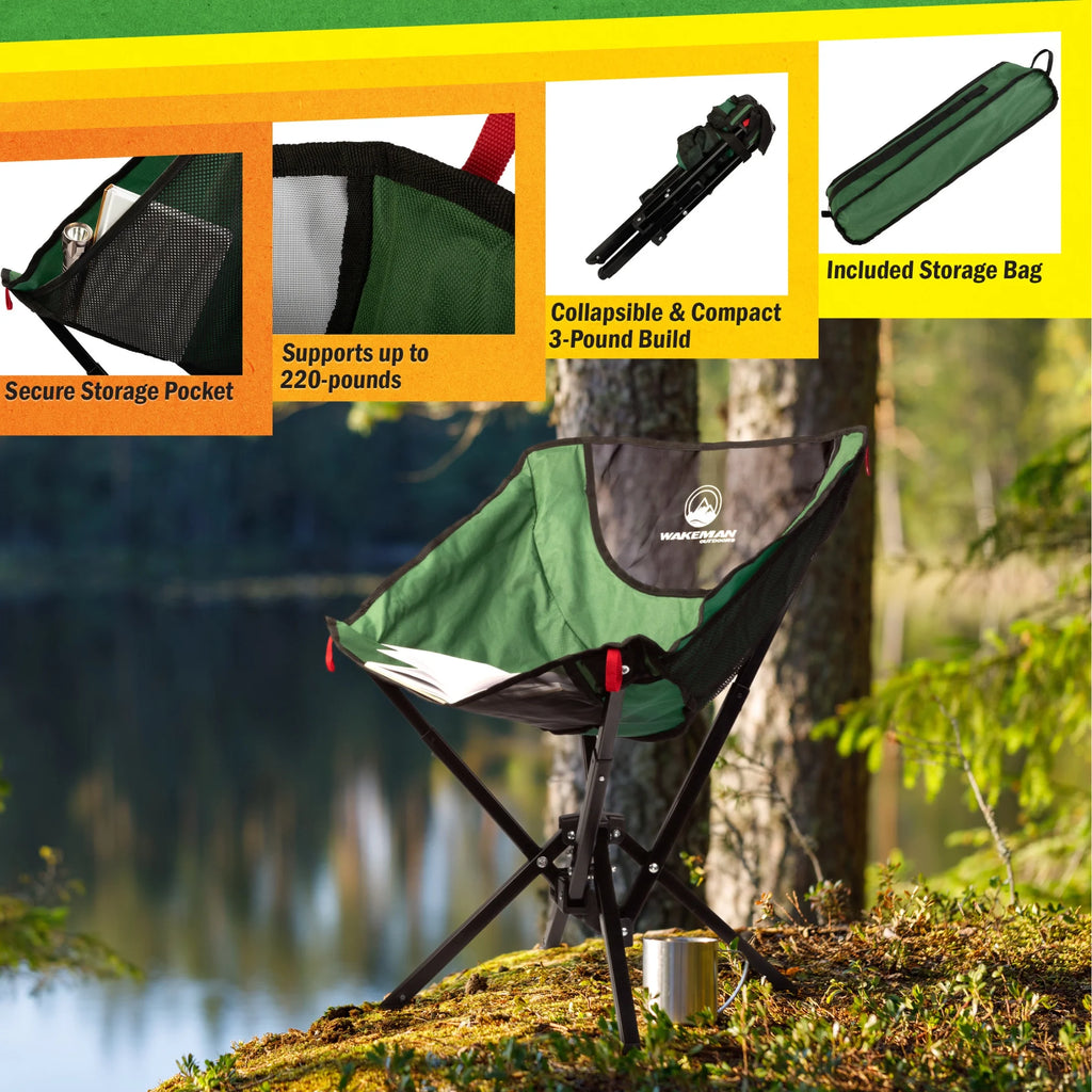 Outdoors Camping Chair - Lightweight Backpacking Chair, Green