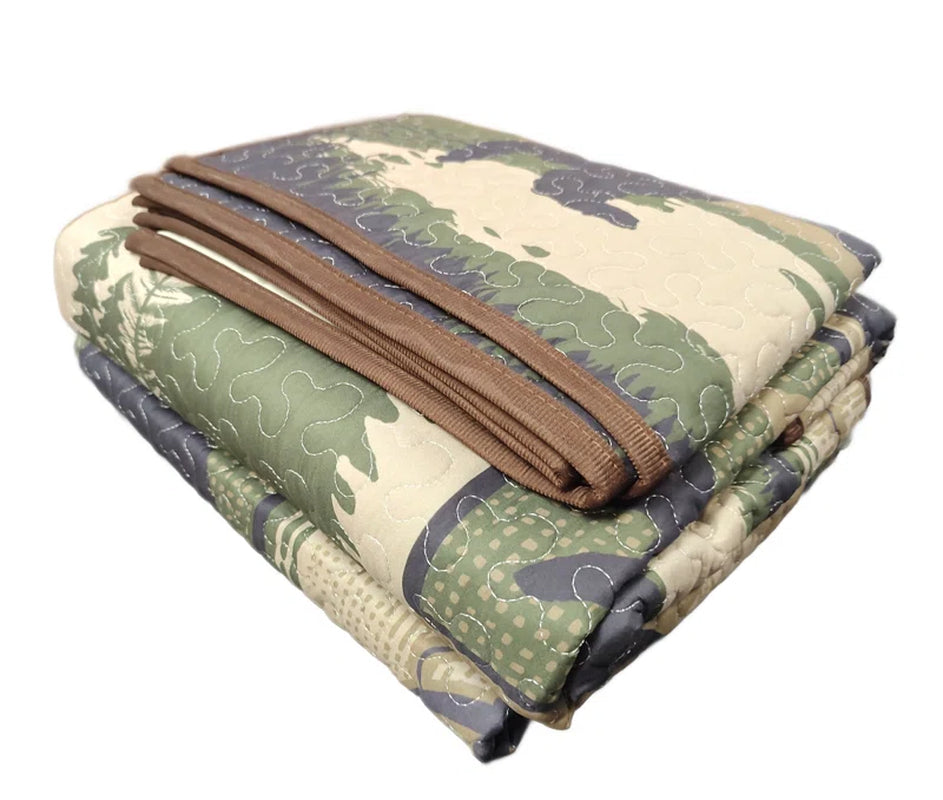 Bear Camp Patchwork Black Bear Woodland Forest Camping Outdoors Themed Decorative Quilt Bedding Set