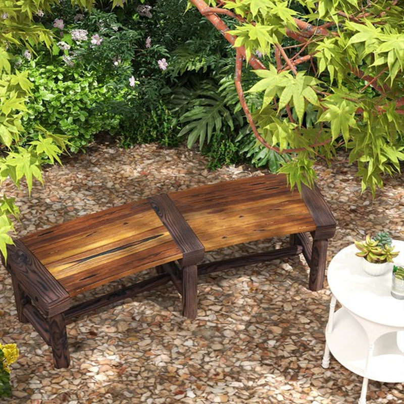 Outsunny Wooden Garden Benche for Outdoors with Slatted Seat, Brown