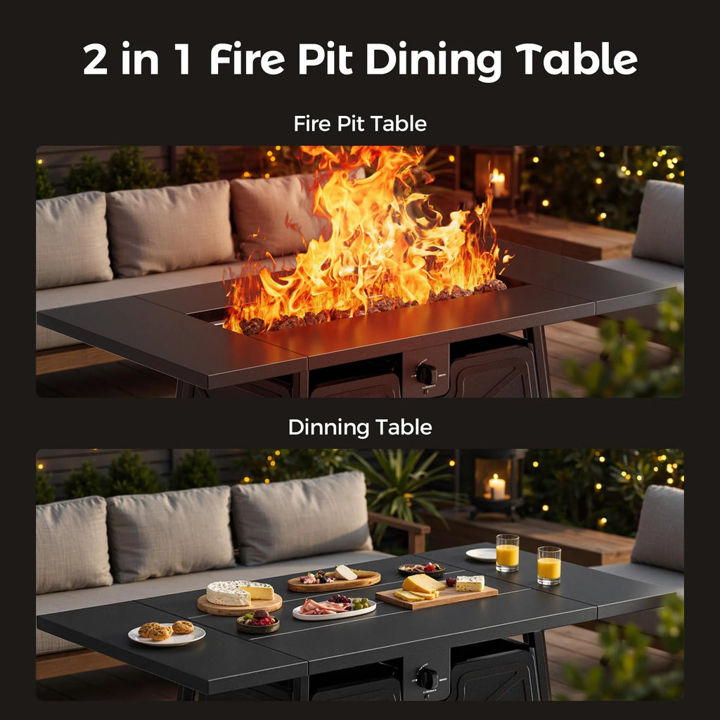 42'' Propane Fire Pit Table Large Outdoor Firepit Table for Patio, outside Black