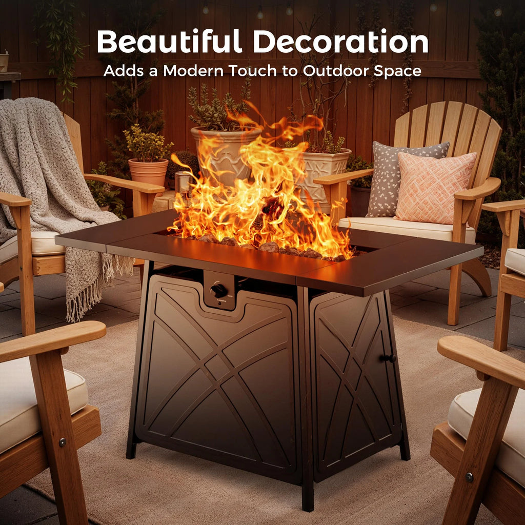 42'' Propane Fire Pit Table Large Outdoor Firepit Table for Patio, outside Black