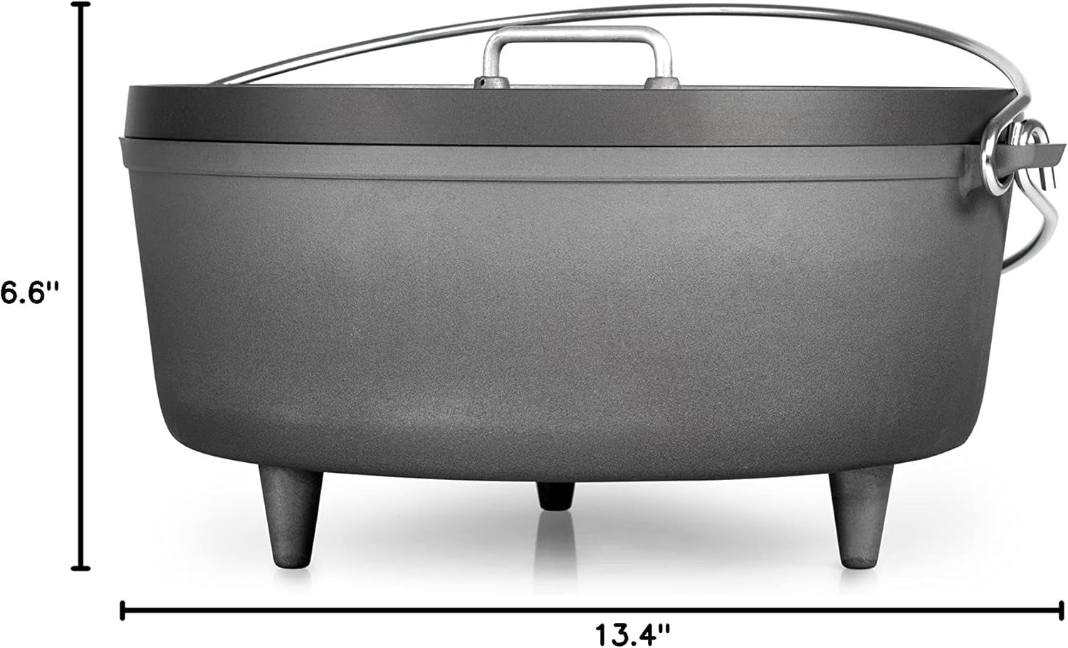 12-Inch Hard Anodized Dutch Oven | Heavy-Duty, Non-Reactive, Rust-Free | Perfect for Open Fire, Camp Coals, Home Oven Use | Dutch Oven for Sourdough Bread, Stews, Soups and More