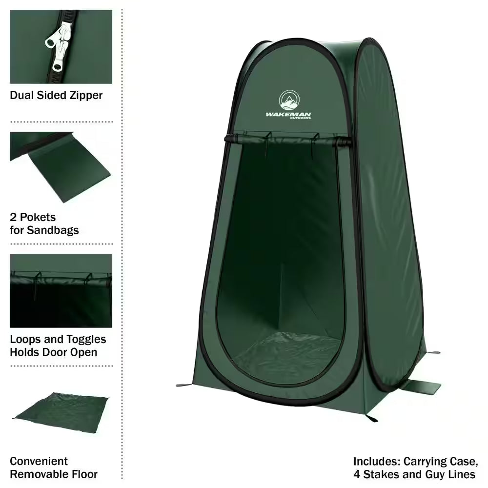 Outdoors Pop up Changing Tent or Shower Stall with Carry Bag, Green