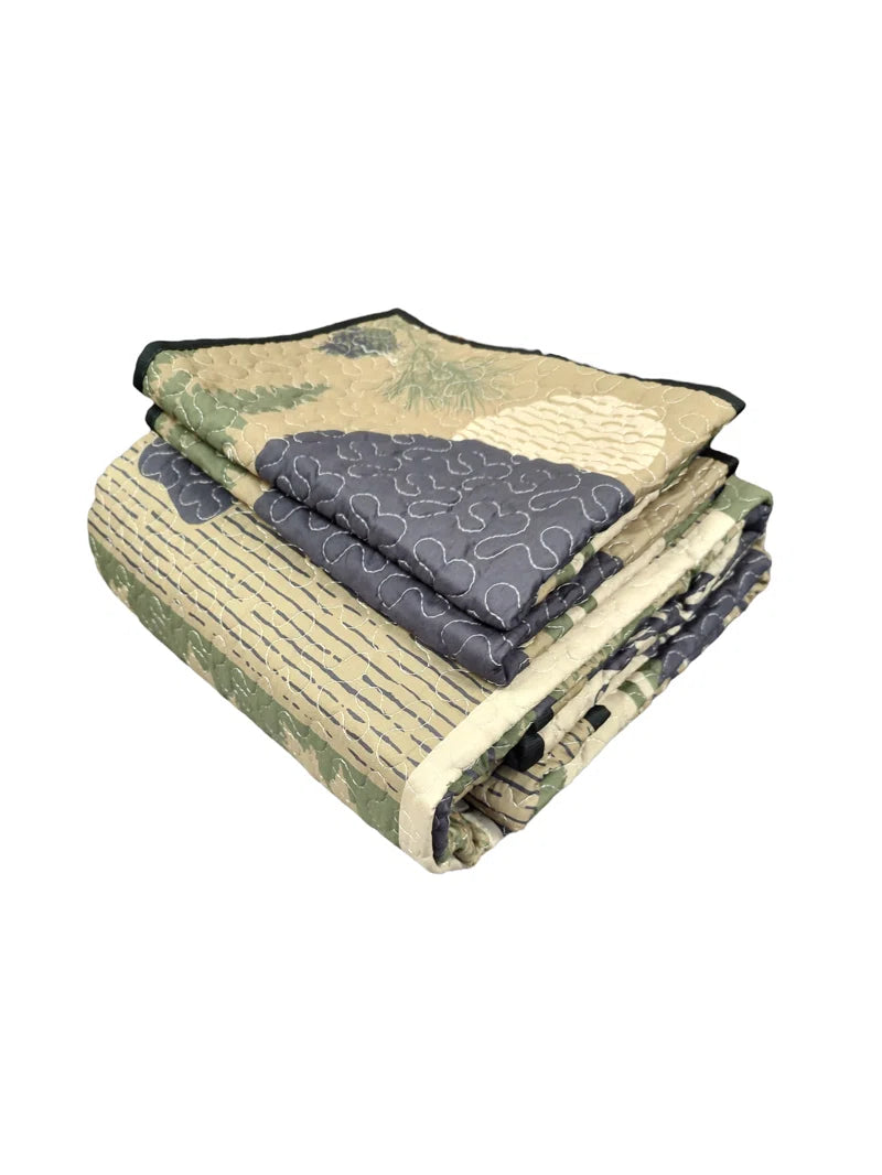 Bear Camp Patchwork Black Bear Woodland Forest Camping Outdoors Themed Decorative Quilt Bedding Set