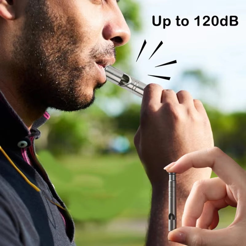Safety Survival Whistle Ultralight Camping Whistle Hiking Outdoors Emergency Titanium Whistle Emergency Whistle with Lanyard