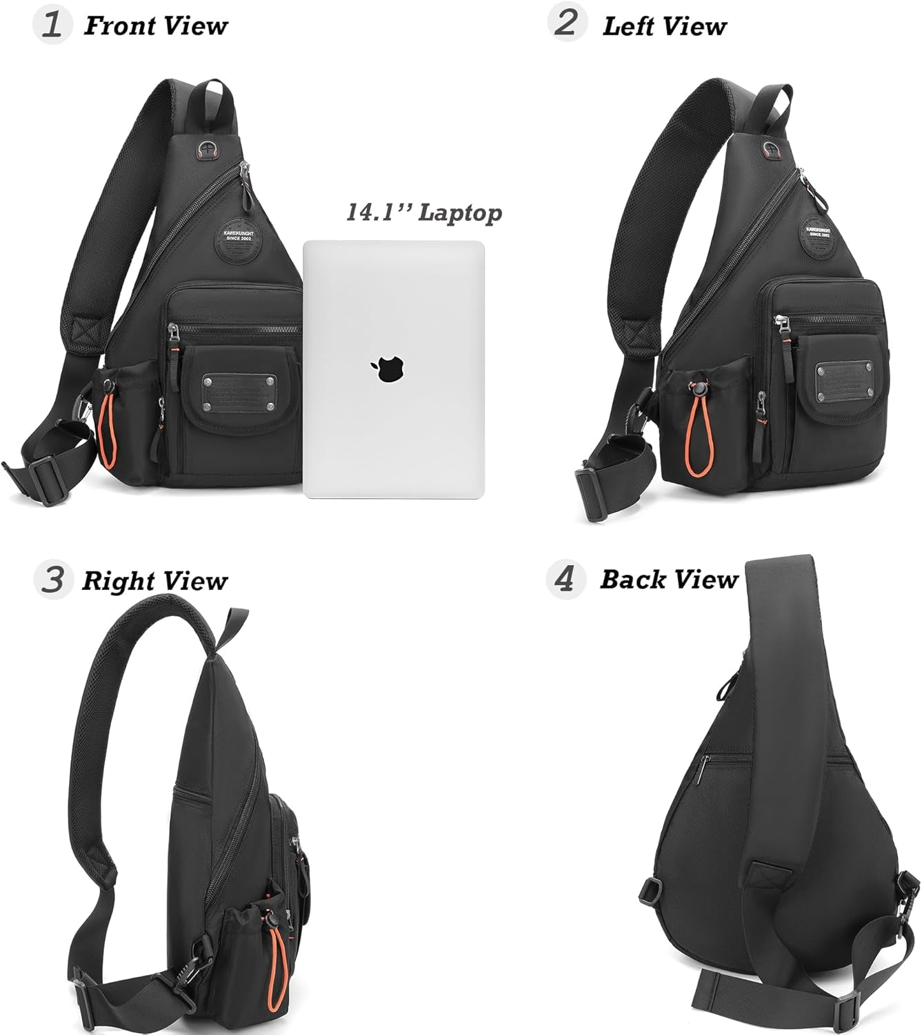 Sling Bag Backpack, 13.3'' 14.1'' Laptop Bag Crossbody Shoulder Chest Backpacks Travel Outdoors for Men Women